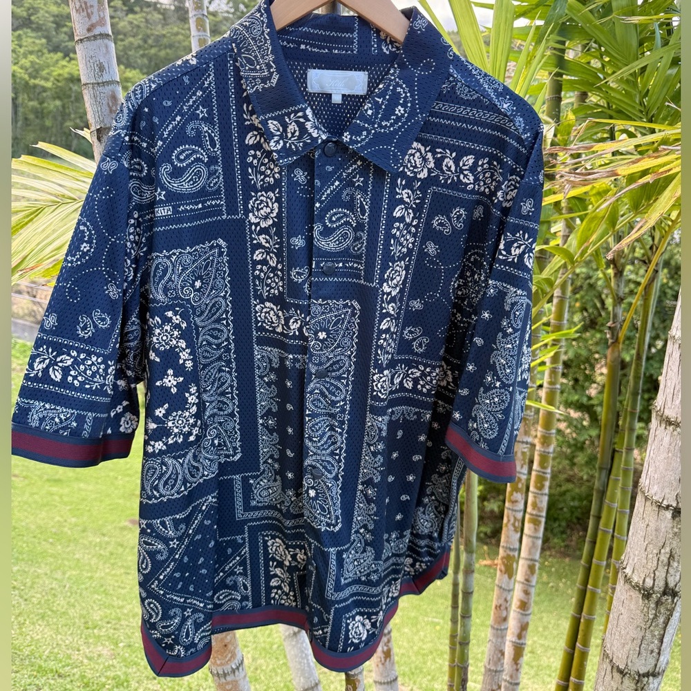 Kith Dark Blue Paisley Casual Mesh Shirt